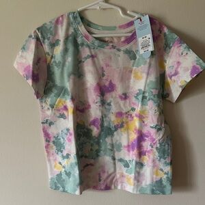 Cat & Jack Short Sleeve Tie-Dye Tee in Green, Purple, Yellow, White